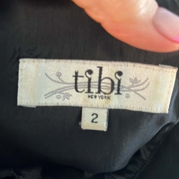 Tibi Dress Tweed Bottom Wool Bodice Size 2 Faux Leather Trim Black & White - Picture 9 of 12